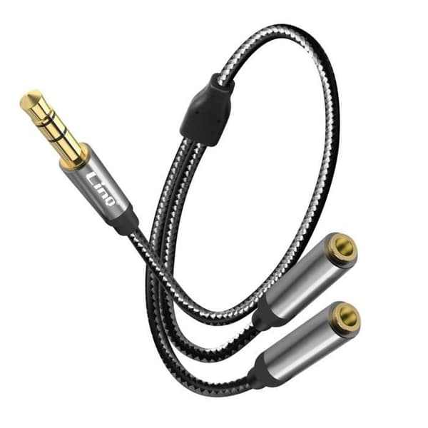 Audio Splitter Adapter Jack 3,5 mm hane till 2x Jack 3,5 mm hona LinQ