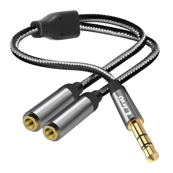 Audio Splitter Adapter Jack 3,5 mm hane till 2x Jack 3,5 mm hona LinQ