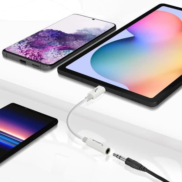 USB-C-ljudadapter till 3,mm-jackljud och flexibel mikrofon Akashi White