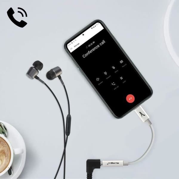 USB-C-ljudadapter till 3,mm-jackljud och flexibel mikrofon Akashi White