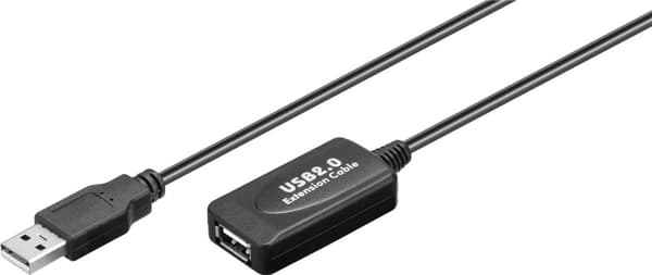 Aktiv USB-förlängningskabel, 10 m, svart