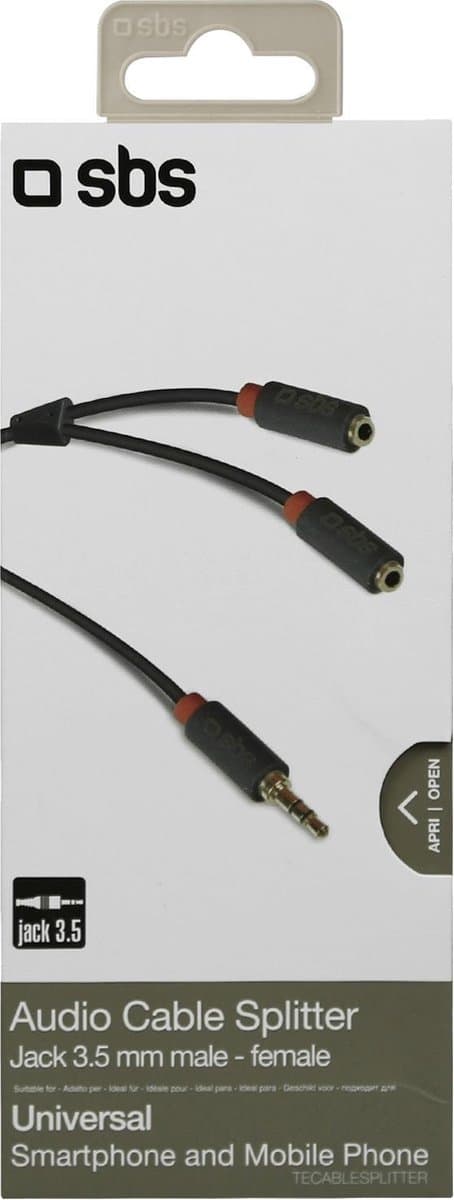 SBS TECABLESPLITTER 0,2m 3,5mm 2 x 3,5mm Sort lydkabel