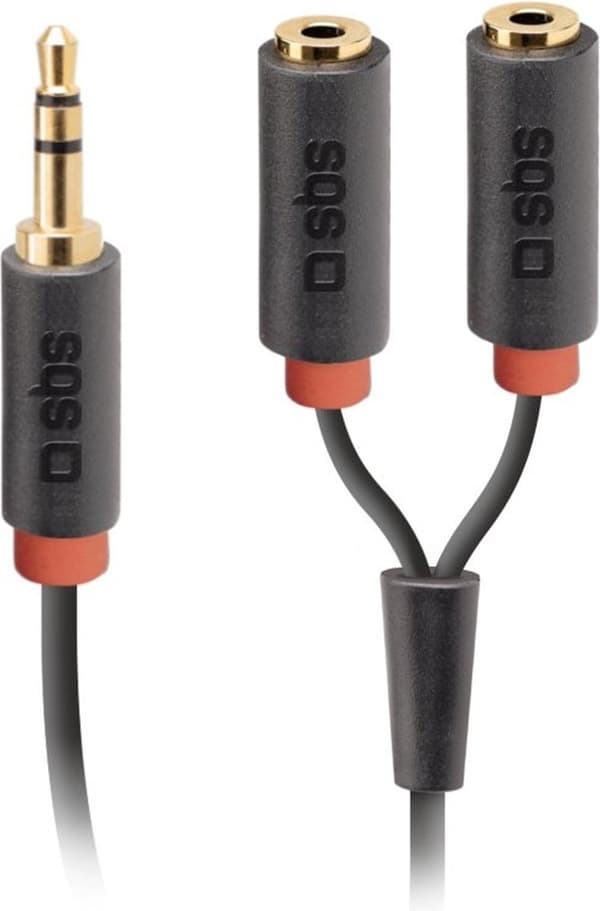 SBS TECABLESPLITTER 0,2m 3,5mm 2 x 3,5mm Sort lydkabel