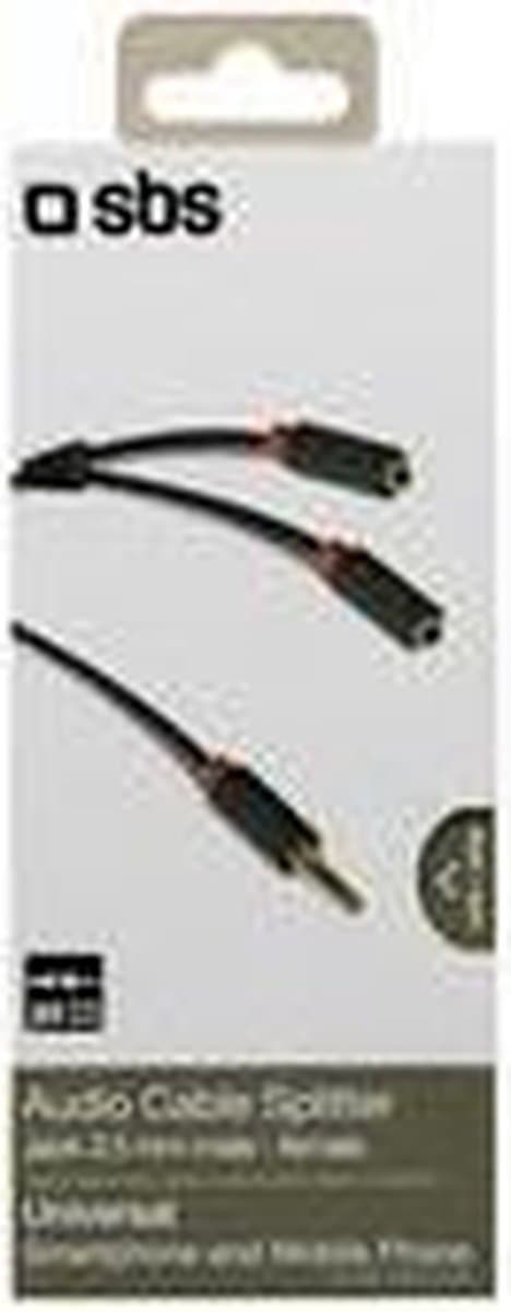 SBS TECABLESPLITTER 0,2m 3,5mm 2 x 3,5mm Sort lydkabel