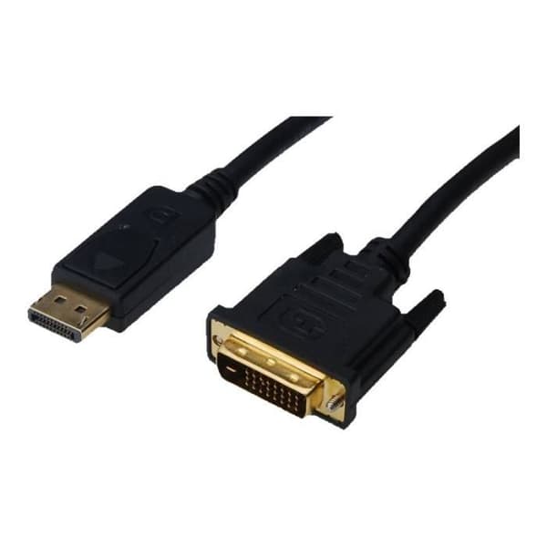 DisplayPort-kabel dubbel DVI-D (M) till DisplayPort (M) 2 m formad, svarta gängade skruvar - DIGITUS