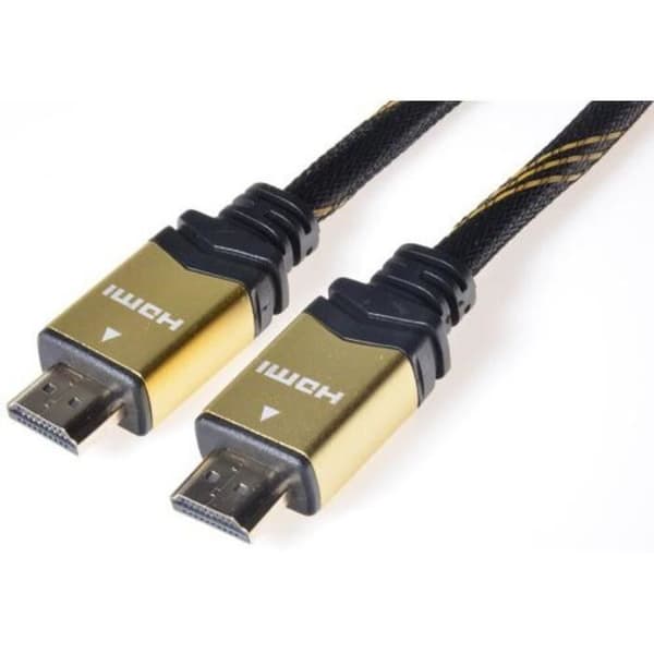 HDMI 1.4 + Ethernet-anslutningskabel - Textilyta - Guldpläterade kontakter - 2m