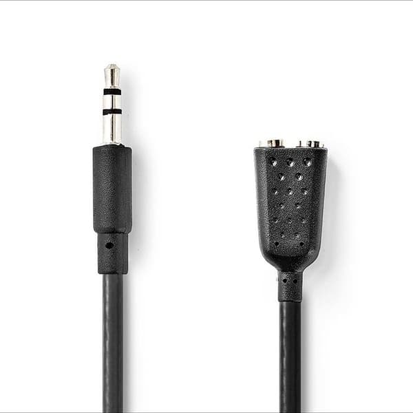 Nedis Stereo minijack ljuddelare (M) vändbar för stereo minijack (F) 20 cm svart rund