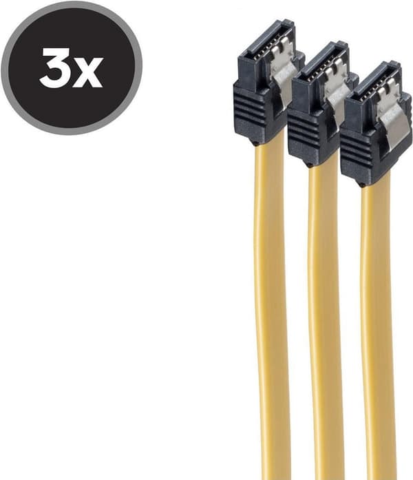 shiverpeaks ®-BASIC-S--SATA anslutningskabel 6 Gb/s med metallklämma (låsning), VE 3, gul 0,5 (BS78246-0,5Y-3)