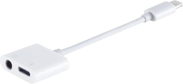 shiverpeaks ®-BASIC-S adapter 8-benet stik til 3,5 mm lyd og 8-pin stik med opladningsfunktion, hvid (BS14-05013)