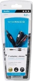 Vivanco adapterkabel, a) fra 1x jackstik 3,5 mm, stereo, b) til 2x jackstik 3,5 mm, stereo (46051)