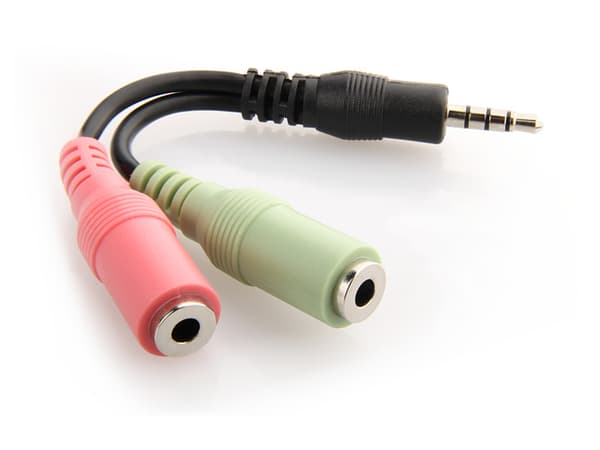 Delock Audio Adapter, 4-pin 3.5 mm Jack Plug - 2 x 3-pin 3.5 mm Jack Headset
