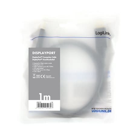 Kabel DisplayPort 1.4 8K, 1m Czarny