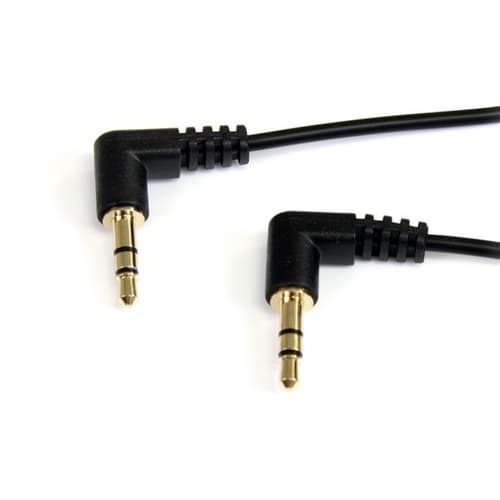StarTech.com 1 ft. (0.3 m) Right Angle 3.5 mm Audio Cable - 3.5mm Slim Audio Cable - Right Angle - Male/Male - Aux Cable (MU1MMS2RA) - audio cable - 3