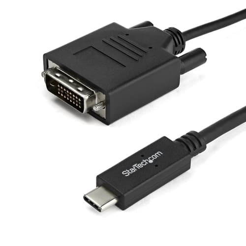 StarTech.com 3.3 ft / 1 m USB-C to DVI Cable - USB Type-C Video Adapter Cable - 1920 x 1200 - Black (CDP2DVIMM1MB) - external video adapter