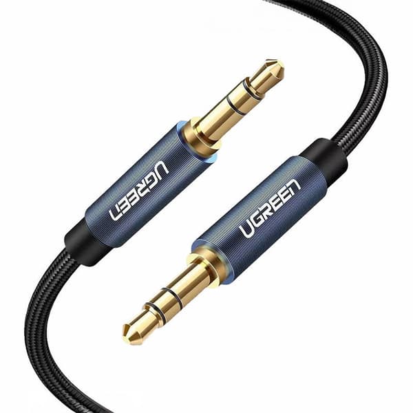 CABLU audio Ugreen, "AV112" stereo (3.5 mm jack T/T), conectori auriti, 5m, braided, albastru "10689" (timbru verde 0.18 lei) - 6957303816897