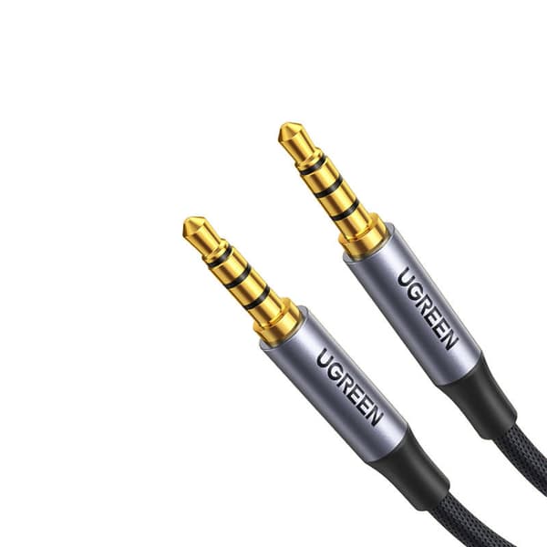 CABLU audio Ugreen, "AV183" stereo 4-pini (3.5 mm jack T/T), conectori auriti, 2m, braided, negru "20782" (timbru verde 0.18 lei) - 6957303827824