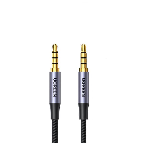 CABLU audio Ugreen, "AV183" stereo 4-pini (3.5 mm jack T/T), conectori auriti, 2m, braided, negru "20782" (timbru verde 0.18 lei) - 6957303827824
