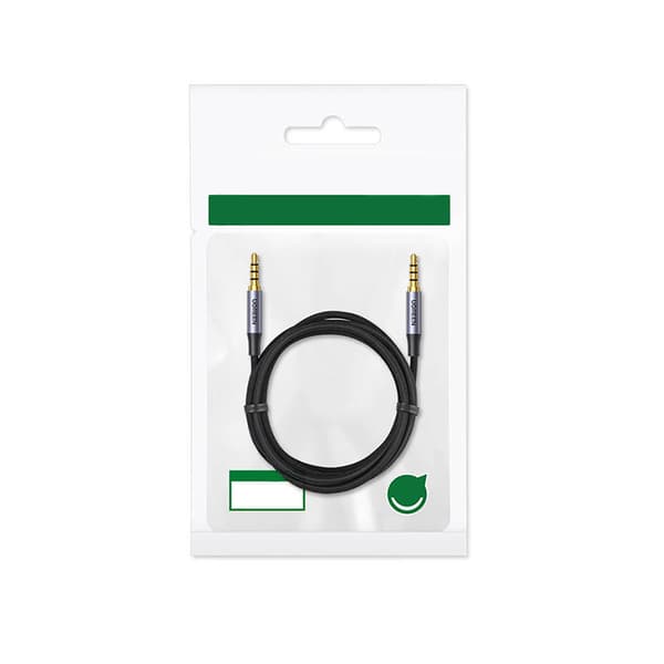 CABLU audio Ugreen, "AV183" stereo 4-pini (3.5 mm jack T/T), conectori auriti, 2m, braided, negru "20782" (timbru verde 0.18 lei) - 6957303827824