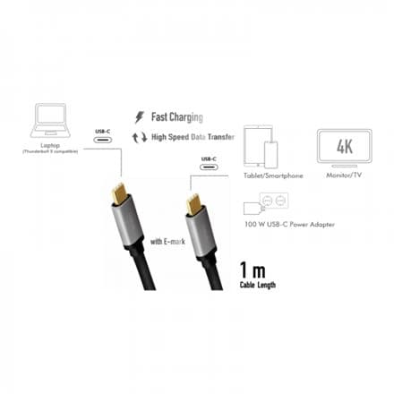 Logilink | USB 3.2 Gen 2 cable, C/M to C/M, 4K/60Hz, PD,alu | CUA0107 | USB-C to USB-C USB-C male | USB-C male