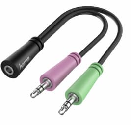 Hama Audio Adapter, 2 x 3-pin 3.5 mm Jack Plug - 4-pin 3.5 mm Jack Headset