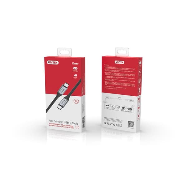 UNITEK C14082ABK USB-kabel 1 m USB 3.2 Gen 2 (3.1 Gen 2) USB C Sort