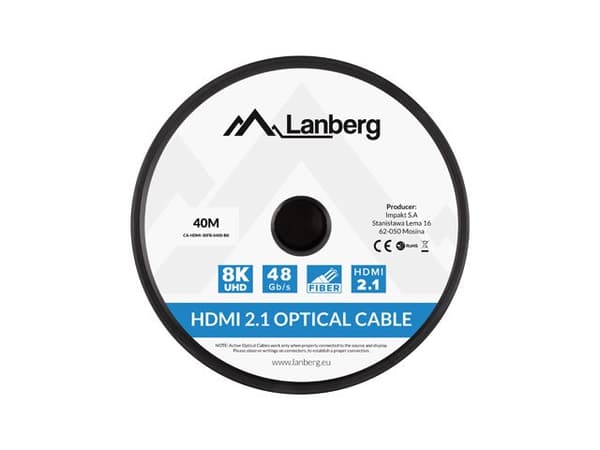 LANBERG HDMI KABEL M/M V2.1 40M 8K OPTISK AOC
