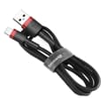 Miniatyrbild 3 av 3: Lightning USB-kabel Baseus Cafule 1,5A 2m (svart & röd)