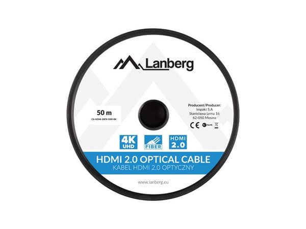 Lanberg CA-HDMI-20FB-0500-BK optisk kabel HDMI M/M 50m v2.0 4K AOC