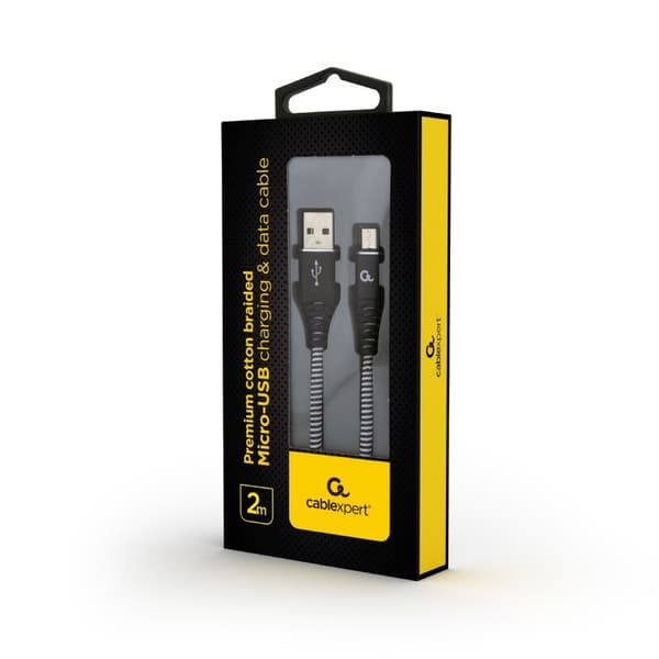 Cablexpert CC-USB2B-AMMBM-2M-BW USB-kabel USB 2.0 USB A Micro-USB B Svart