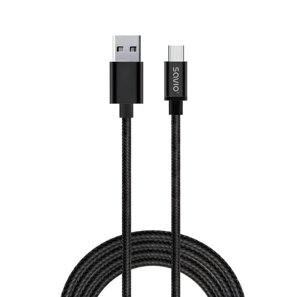 Savio CL-129 USB-kabel 2 m USB 2.0 USB A USB C Svart