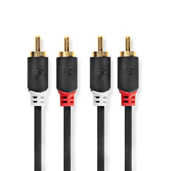 NEDIS RCA (M) till RCA (M) ljudkabel 5 m antracit rund