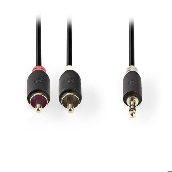 Stereo ljudkabel | 3,5 mm hane - 2x RCA hane | 3,0m | Antracit ALPEXE-732