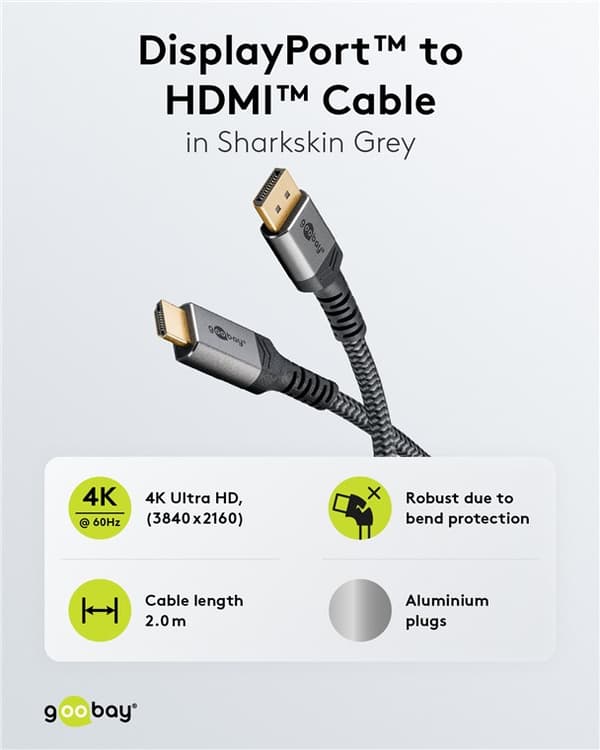 DisplayPort™ til HDMI™-kabel, 4K ved 60 Hz