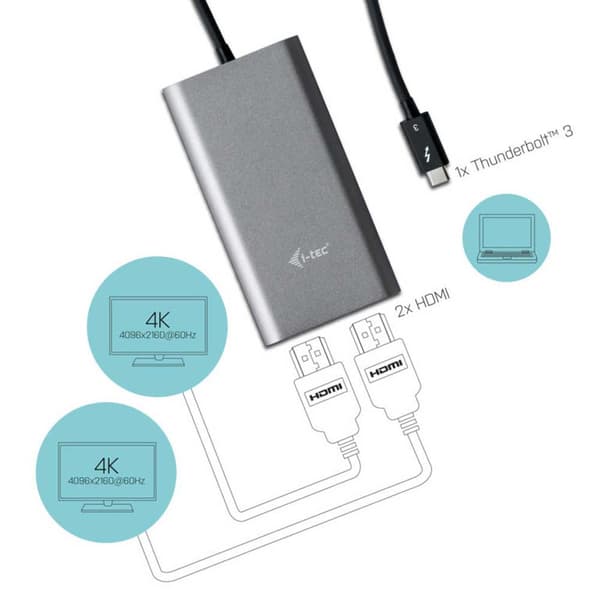 I-tec Thunterbolt 3 Dual Hdmi Hopeinen
