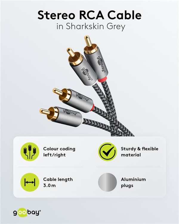Stereo RCA-kabel, 3 m