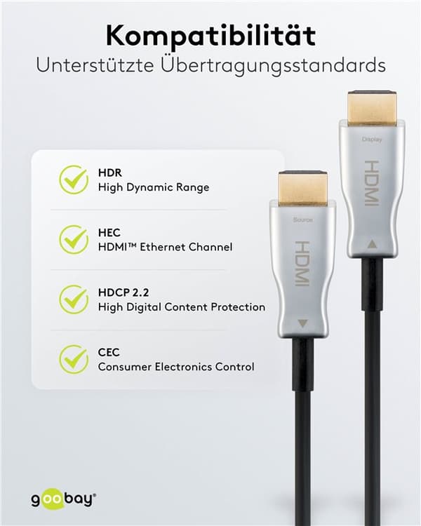 Optisk hybrid højhastigheds HDMI™-kabel med Ethernet (AOC)