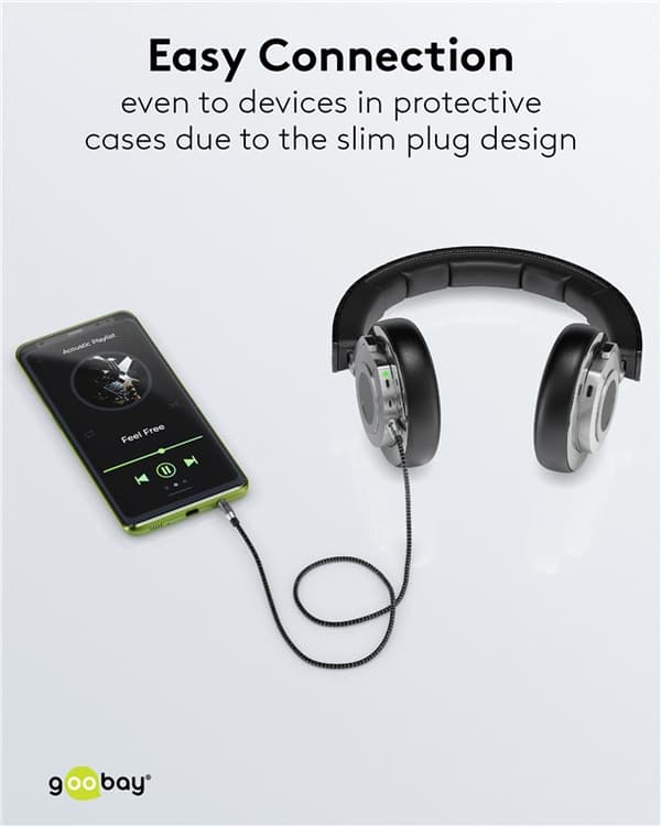 Audioliitäntäkaapeli AUX, 3,5 mm stereo, 1 m