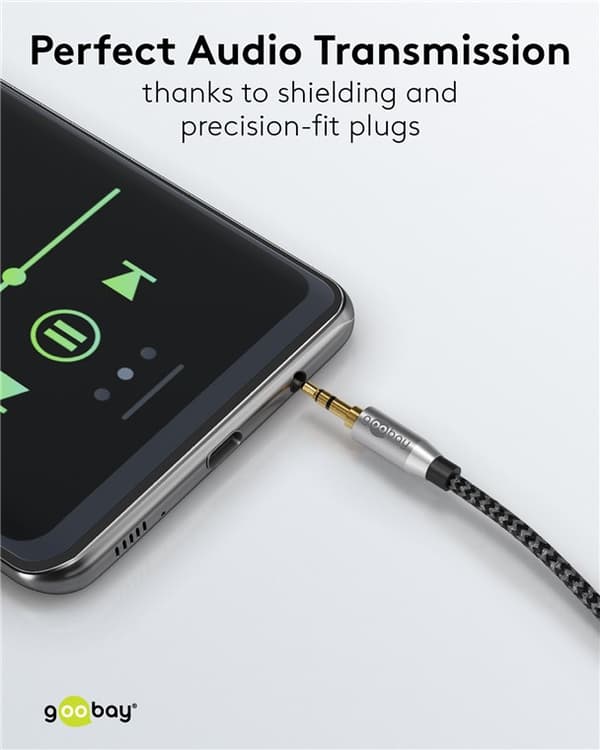 Audioliitäntäkaapeli AUX, 3,5 mm stereo, 1 m