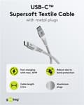 Miniatyrbilde 3 av 11: USB-C™ supermyk tekstilkabel med metallkontakter, 2 m, hvit