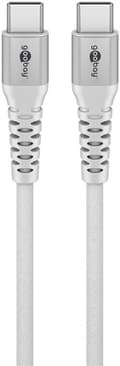 Miniatyrbilde 1 av 11: USB-C™ supermyk tekstilkabel med metallkontakter, 2 m, hvit