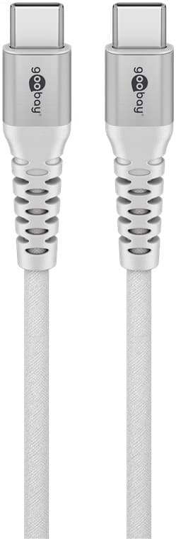 USB-C™ supermyk tekstilkabel med metallkontakter, 1 m, hvit