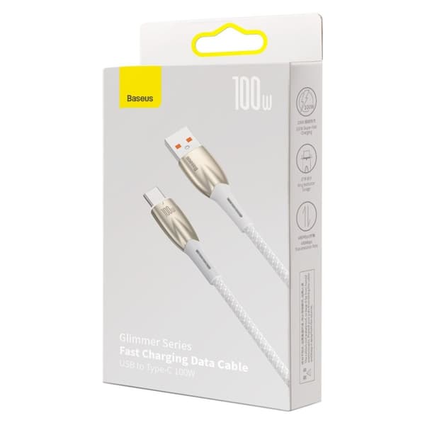 Glimmer USB-A - USB-C hurtigopladningskabel 1m - hvid