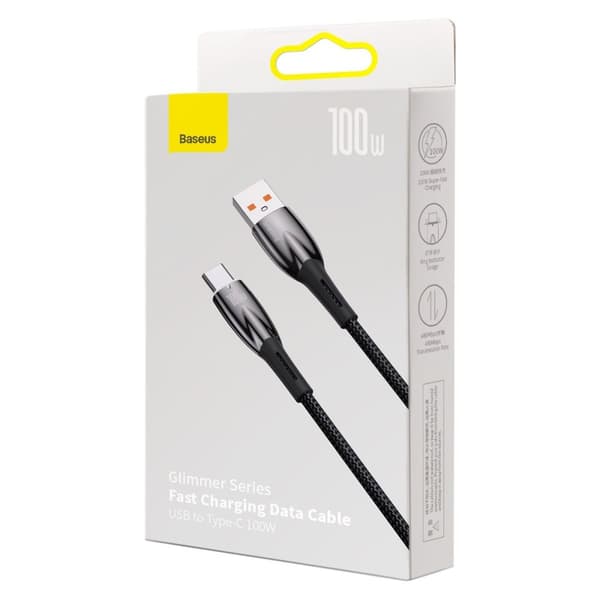 Glimmer USB-A - USB-C hurtigopladningskabel 2m - sort