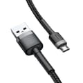 Miniatyrbild 4 av 6: Slitstark flexibel kabel USB microUSB QC3.0-kabel 2,4A 0,5M svart och grå