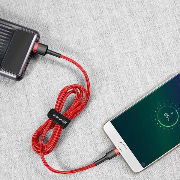 Slitstark flexibel kabel USB microUSB-kabel 1,5A 2M röd