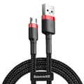 Miniatyrbild 1 av 6: Slitstark flexibel kabel USB microUSB-kabel 1,5A 2M svart och röd
