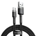 Miniatyrbillede 1 af 6: Holdbart fleksibelt kabel USB-C QC3.0 2A 2M sort og grå