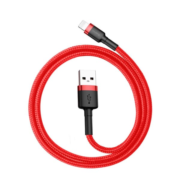 Slitstark flexibel kabel USB-sladd Iphone Iphone Lightning QC3.0 2.4A 0.5M Röd