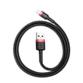 Miniatyrbild 6 av 6: Slitstark flexibel kabel USB-kabel Iphone Lightning QC3.0 2.4A 0.5M svart och röd