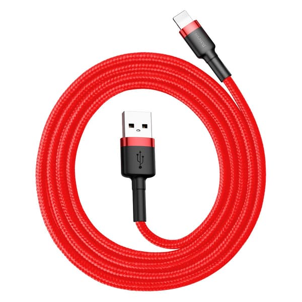 Holdbart fleksibelt USB-kabel Iphone Lightning QC3.0 2.4A 1M rød